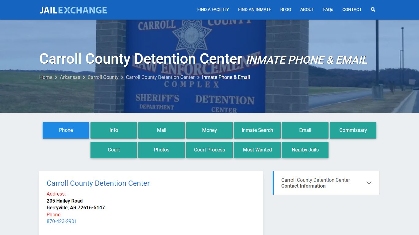 Inmate Phone - Carroll County Detention Center, AR - Jail Exchange